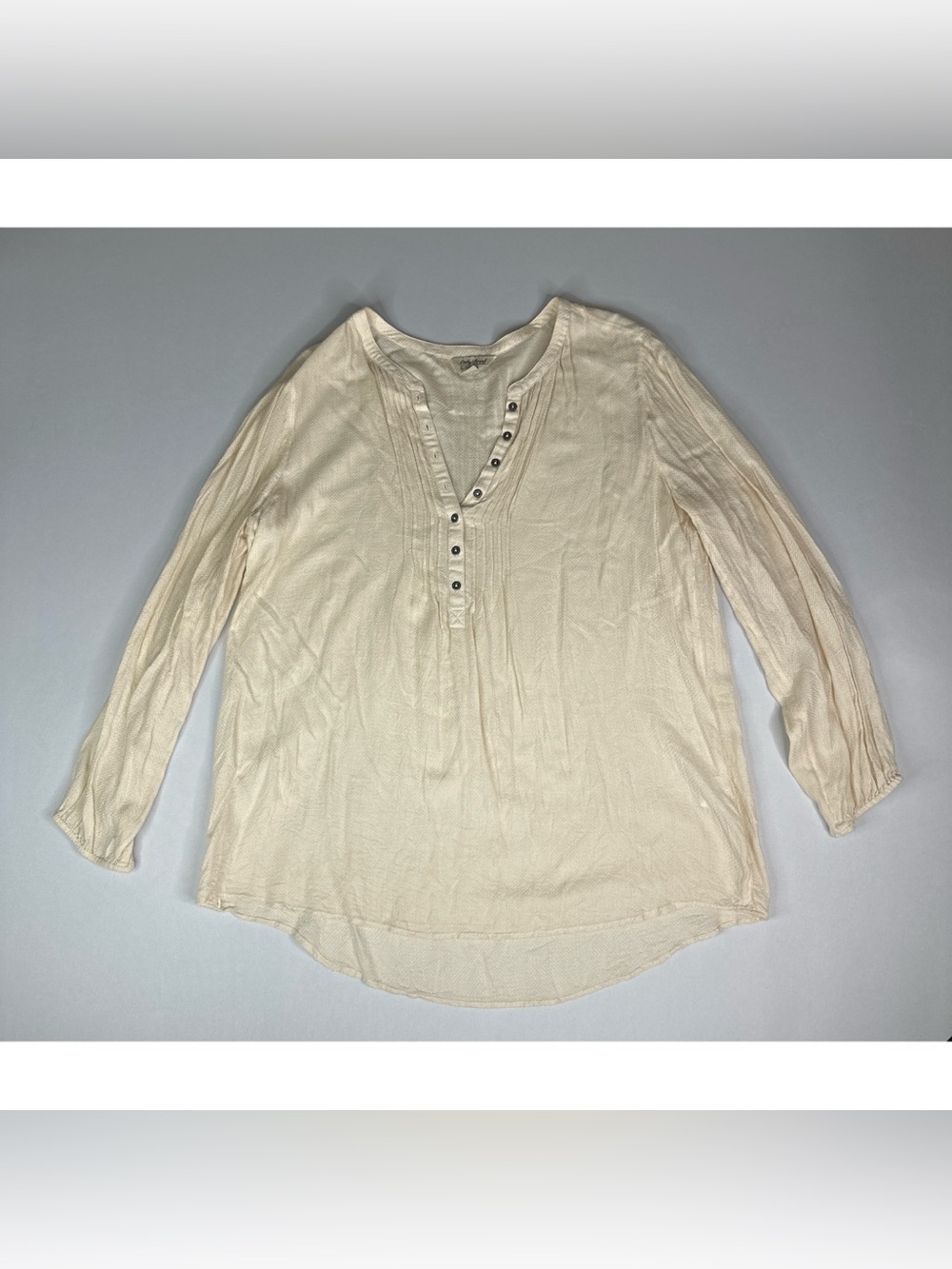 Lucky Brand Casual Henley Semi Sheer Long Sleeve Blouse Top